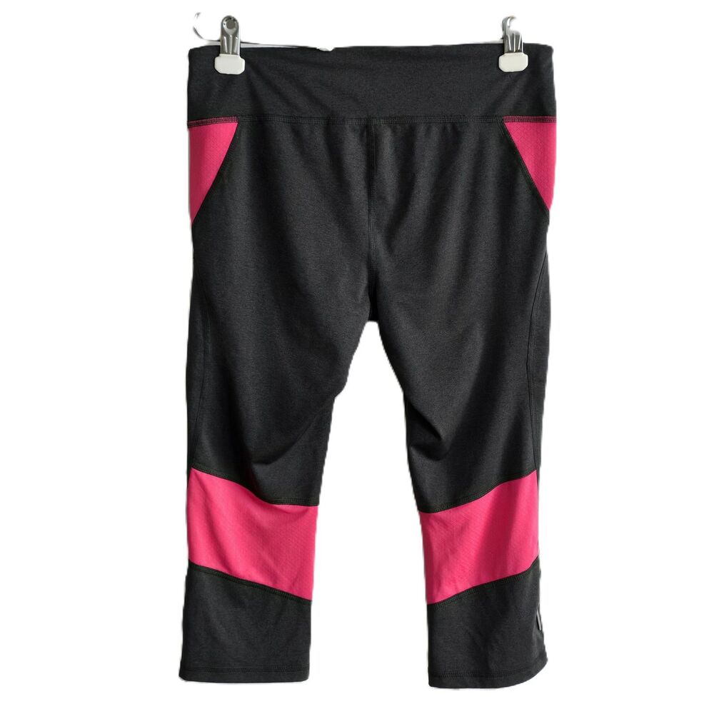 Reebok color block capri leggings gray pink size large